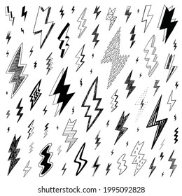 Lightning sign - doodle set , design elements
