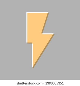Lightning sign illustration. Emboss effect with light orange icon on gray background.