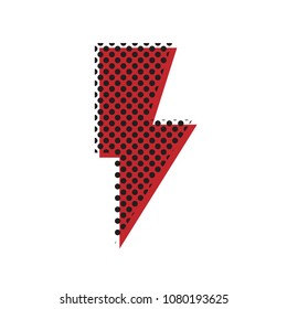 Lightning sign illustration. Vector. Brown icon with shifted black circle pattern as duplicate at white background. Isolated.