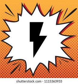 Lightning sign illustration. Vector. Comics style icon on pop-art background.