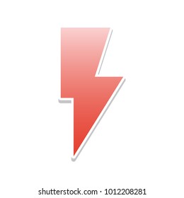 Lightning sign illustration. Vector. Reddish icon with white and gray shadow on white background. Isolated.