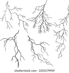 Lightning silhouette set, SVG Vector