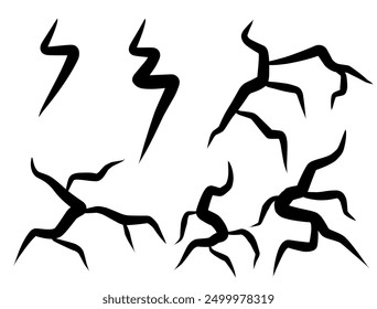 lightning silhouettes set. Elements for thunderstorm. Vector Graphic Elements Collection