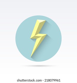 Lightning. Single flat color icon. Vector illustration.