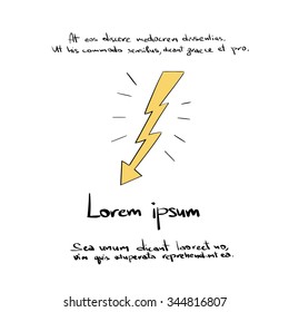 Lightning Sketch Hands Draw Icon Thunder Bolt Line Logo Vector Illustration
