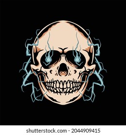 lightning skull illustration vector design