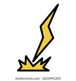 Lightning with sparks icon. Outline lightning with sparks vector icon color flat isolated