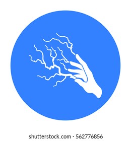 Lightning spell icon in black style isolated on white background. Black and white magic symbol stock vector illustration.