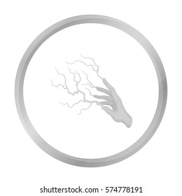 Lightning spell icon in monochrome style isolated on white background. Black and white magic symbol stock vector illustration.