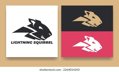 Lightning Squirrel head drawing vector illustration. Suitable for club logos, Tattoos. Logo concept vector illustration.