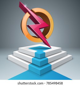 lightning, stair, pedestal ladder icon Vector eps 10