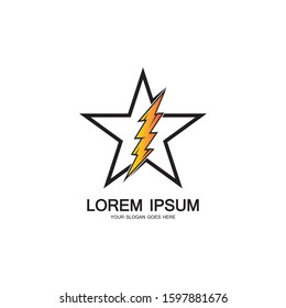 Lightning Star,Energy Star logo vector icon design template