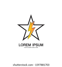 Lightning Star,Energy Star logo vector icon design template