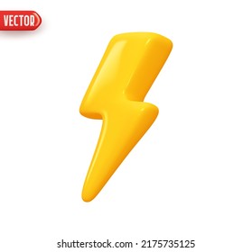 lightning stop, danger. Lightning Sign Yellow Color. Realistic 3d design In plastic cartoon style. Icon isolated on white background. Vector illustration - Shutterstock ID 2175735125