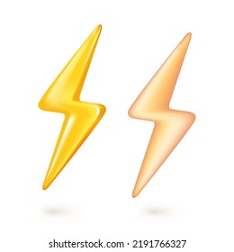 lightning stop, danger. Lightning Sign Yellow Color. Realistic 3d design In plastic cartoon style. Icon isolated on white background. Minimal Vector illustration
