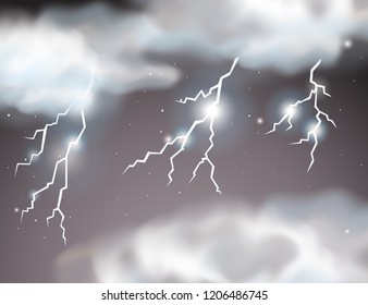 Lightning storm scene background illustration
