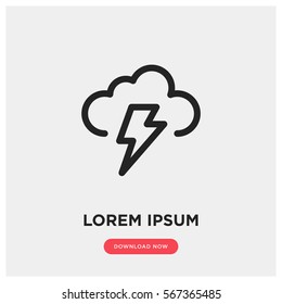 Lightning storm weather vector icon, bad weather symbol. Modern, simple flat vector illustration for web site or mobile app