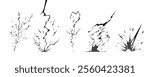 Lightning strike bolt silhouettes sequence vector illustration. Black thunderbolts and zippers are natural phenomena isolated on a dark background. Thunderstorm electric effect of light shining flash.