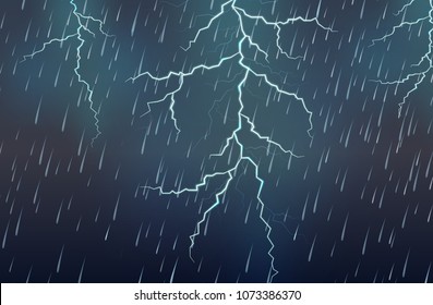 Lightning Strike and Rain Thunderstorm illustration