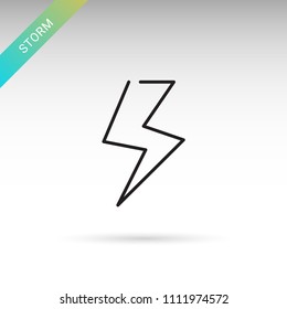 Lightning strike. Weather modern thin line icon set. Isolated on white.