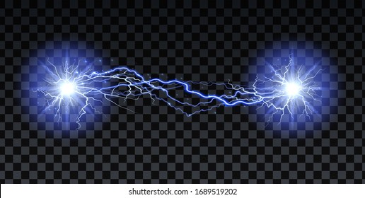 Lightning strikes and sparks, electrical energy on transparent background. Lightning flash and spark. Vector neural cells system