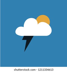 Lightning and sunny weather illustration.  Colorful style sign for mobile concept and web design. cloudy and sunny symbol logo illustration. vector graphics - Vector.