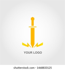 lightning sword logo. gradation color template design vector