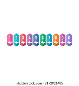 lightning symbol 0-9 numbers. lightning symbols button for energy, industry, business and education
