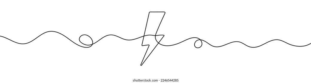 Lightning symbol in continuous line drawing style. Line art of lightning icon. Vector illustration. Abstract background