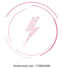 The lightning symbol filled with pink dots. Vector illustration on white background
