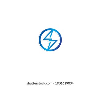 lightning symbol logo design with line circle concept