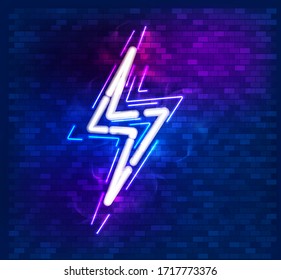 Ilustración vectorial de efecto neón símbolo de relámpago