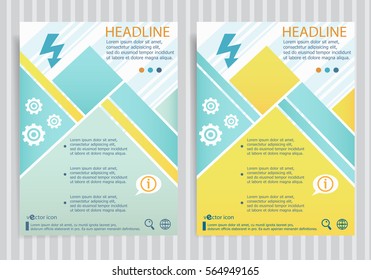 Lightning symbol on vector brochure flyer design layout template. Business modern template
