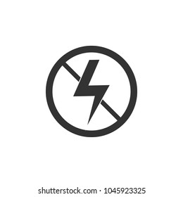 Lightning symbol. Photo sign. No Flash. Electric sign. Vector illustration. Flat design.