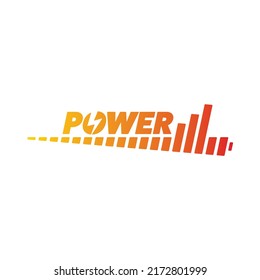 Blitzsymbol und Leistungskonzept. Power-Logo. gelb-rotes Akkulogo und Netzlogo