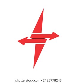 lightning symbol and red arrows. lightning concept