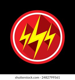 Lightning symbol in red circle. triple lightning symbol concept. lightning logo