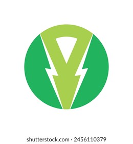 lightning symbols inside the round. vector energy and power concept