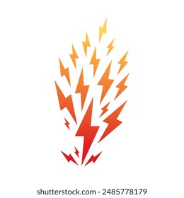 lightning symbols on white background. group of lightning symbols. lightning concept