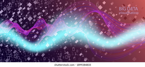 Lightning Tech Vector Background. Neon Tech Funky Music Design. Cyber Equalizer Slide. Fractal Fluid Code Matrix Falling Binary Code. Pink Purple Blue Background. Lightning Tech Banner