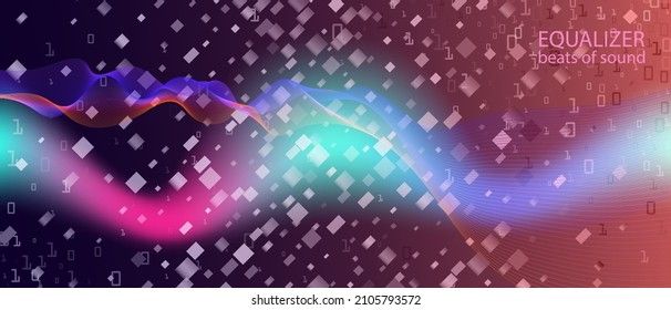 Lightning Tech Vector Wallpaper. Blue Purple Pink Background. Tech Neon Abstract Modern Layout. Punk Futuristic Slide. Fractal Flow Data Matrix Falling Binary Code. Lightning Tech Banner