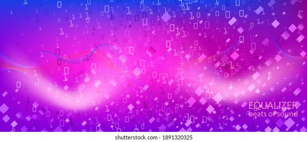 Lightning Tech Vector Wallpaper. Matrix Falling Binary Code. Cyber Equalizer Slide. Geometric Abstract Music Design. Fractal Liquid Code Purple Pink Blue Background. Lightning Tech Banner