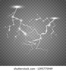 Lightning template isolated on transparent background. Vector illustration