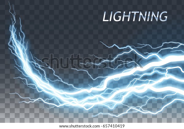 透明な背景に稲妻と雷のボルト または電気 光と輝きの効果 ベクターアート のベクター画像素材 ロイヤリティフリー
