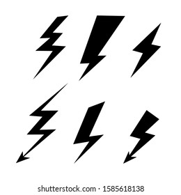  Lightning thunder bolt icon set Energy Power Fast Speed symbol isolated background. vector illustration
