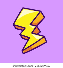 Lightning Thunder Cartoon Vector Icon Illustration. Nature Object Icon Concept Isolated Premium Vector. Flat Cartoon Style