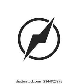 Icono de relámpago, un trueno golpea la ilustración de un vector plano, logotipo del símbolo de energía aislado en un fondo blanco.