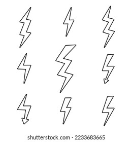 Lightning. Thunder icon. electricity icon isolated on blue background vector