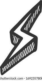 Lightning thunder icon. Hand drawn vector illustration