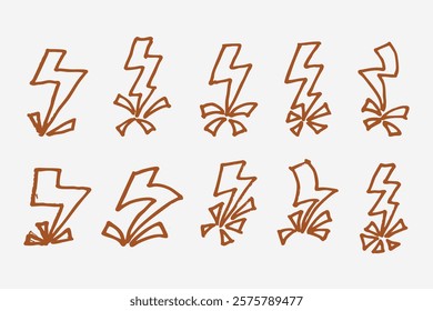 lightning or thunder icon in hand drawn vector